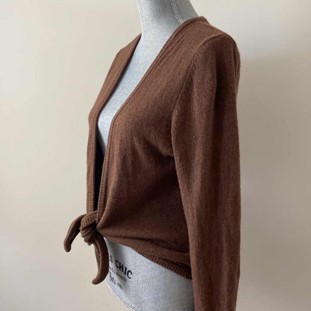 Isabella Bird Ballet Wrap Tie Front Cashmere Cardigan Sweater Brown Size Medium - Picture 6 of 13